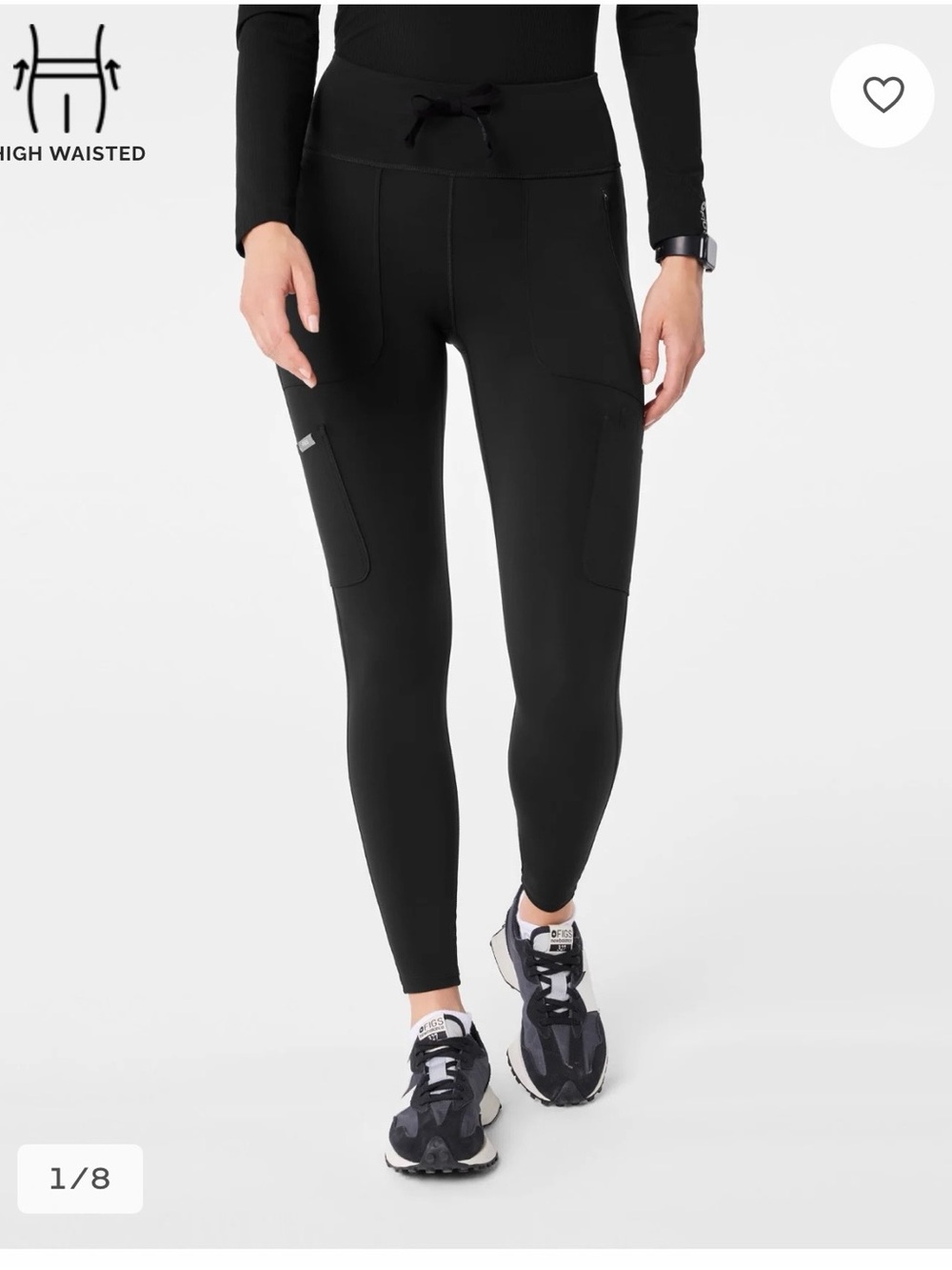 FIGS High-Waisted Black Active Leggings with Side Pockets
